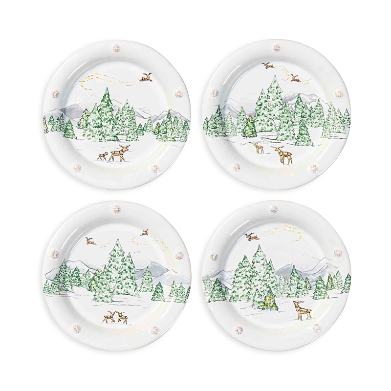 Juliska Assorted North Pole 4-piece Cocktail Plate Set In Multi