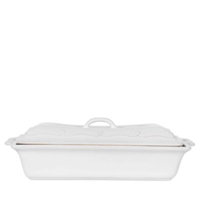 Berry & Thread Whitewash 13" Rectangular Baker with Lid