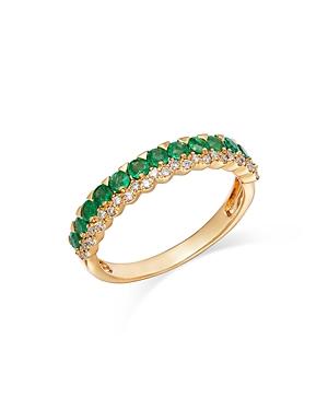 Bloomingdale's Emerald & Diamond Band In 14k Yellow Gold In Green/gold