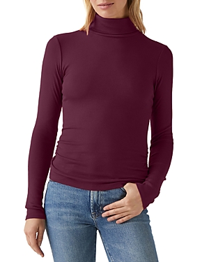Michael Stars Beck Ruched Turtleneck In Plum