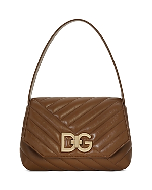 Shop Dolce & Gabbana Quilted Lop Shoulder Bag In Light Brown
