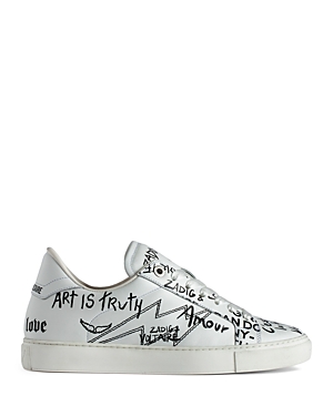 Shop Zadig & Voltaire Women's La Flash Graffiti Print Sneakers In Blanc
