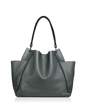 Shop Callista Large Leather Shoulder Bag In Charcoal