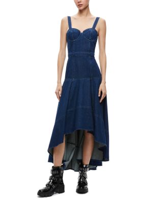 Alice and Olivia - Donella Denim Bustier High/Low Dress