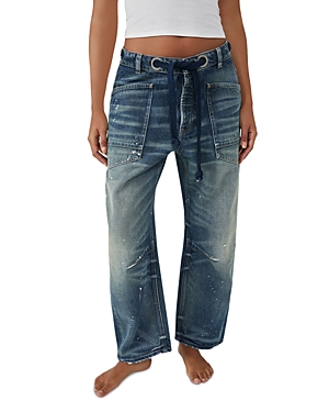 Free People Moxie Low Slung Pull On Barrel Jeans