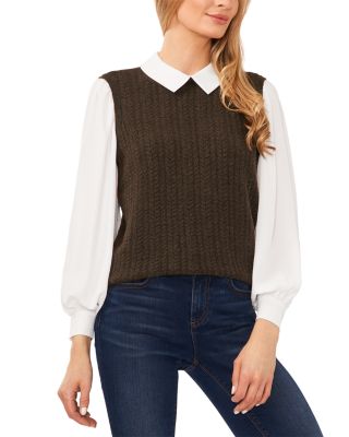 CeCe - Layered Look Cable Vest Top