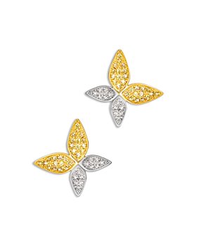 Bloomingdale's - Yellow & White Diamond Stud Earrings in 14K Yellow Gold & Platinum