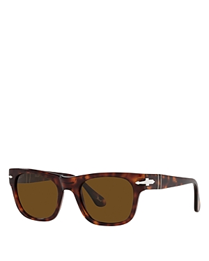 Shop Persol Polarized Rectangle Sunglasses, 52mm In Havana
