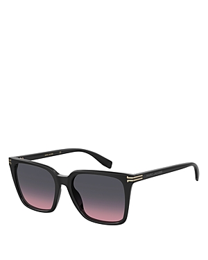 Shop Marc Jacobs Rectangular Sunglasses, 55mm In Black/purple Gradient