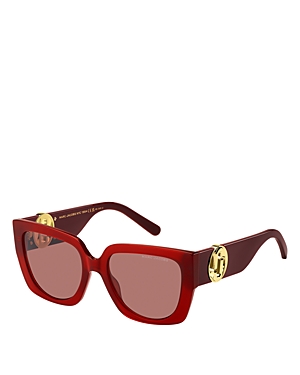 Shop Marc Jacobs Square Sunglasses, 54mm In Red/pink Solid