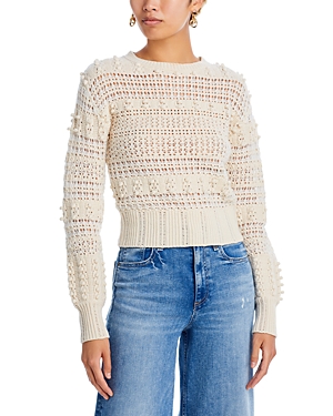 Rag & Bone Womens Wool Crochet Trim Crewneck Sweater In White