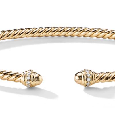 Cable Spira Bracelet in 18K Gold with Diamonds, Small