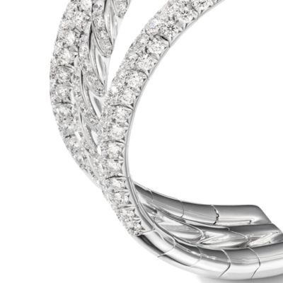 Sculpted Cable Flex Three Row Bracelet in 18K White Gold with Diamonds, 18.5mm
