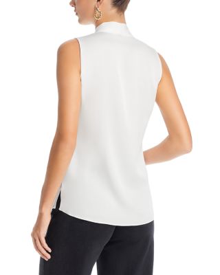 Mila Sleeveless V Neck Pleated Silk Blouse