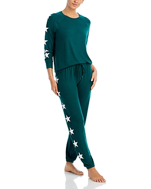 Aqua Long Sleeve Star Print Pajama Set - 100% Exclusive In Pine