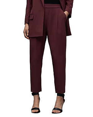 Allsaints Aleida Mid-rise Tapered Pants In Urban Mauve