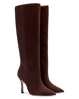 Larroude Women's Kate Pointed Toe Tall High Heel Boots In Brown