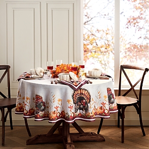 Elrene Home Fashions Autumn Heritage Turkey Engineered Tablecloth, 70 X 70 Round In Multi