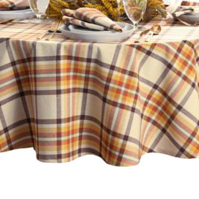 Russet Harvest Woven Plaid Tablecloth, 70" x 70" Round