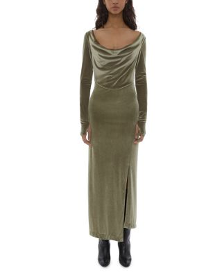 Helmut Lang Draped Velvet Maxi Dress | Bloomingdale's