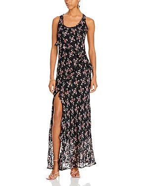 Shop Loveshackfancy Thisbe Floral Slit Maxi Dress In Autumn Day