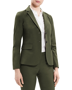 Shop Theory Carissa Wool-blend Blazer In Dark Olive