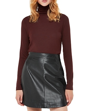Whistles Essential Ribbed Turtleneck In Burgundy