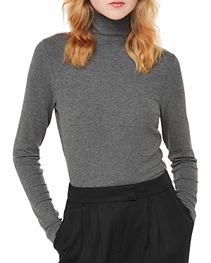 Whistles Womens Grey Essential Ribbed Knitted Top In Dark Gray