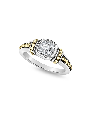 Lagos 18K Yellow Gold & Sterling Silver Rittenhouse Diamond Cluster Caviar Bead Ring