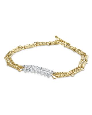 18K White & Yellow Gold Signature Caviar Diamond Bezel Two Row Bracelet