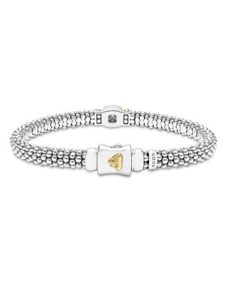 18K Yellow Gold & Sterling Silver Rittenhouse Diamond Cluster Caviar Rope Bead Bracelet