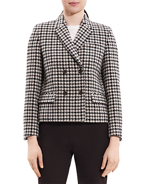 Theory Square Double-breasted Wool Tweed Jacket In Mink Multi