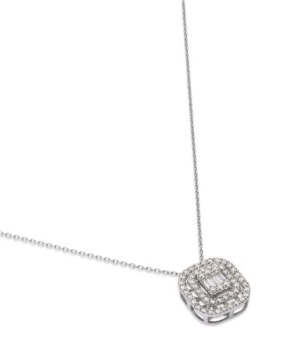 Diamond Geometric Pendant Necklace in 14K White Gold, 0.50 tcw
