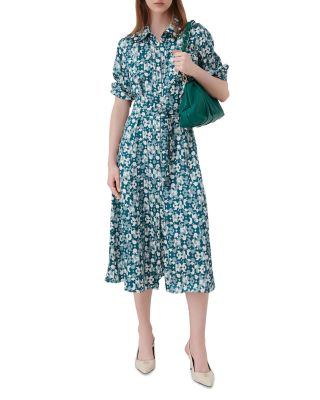 green emerald velvet dress Marella green midi guest dress  Boret