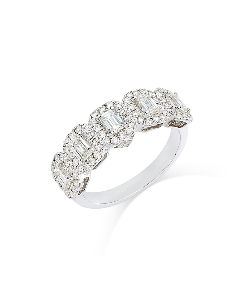Bloomingdale's Fine Collection Diamond Emerald Cut Halo Ring in 18K White Gold, 1.50 tcw