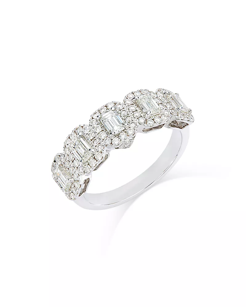 Bloomingdale's Fine Collection Diamond Emerald Cut Halo Ring in 18K White Gold, 1.50 tcw