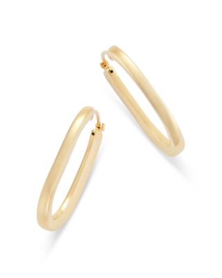 Moon & Meadow - 14K Yellow Gold Flat Oval Hoop Earrings