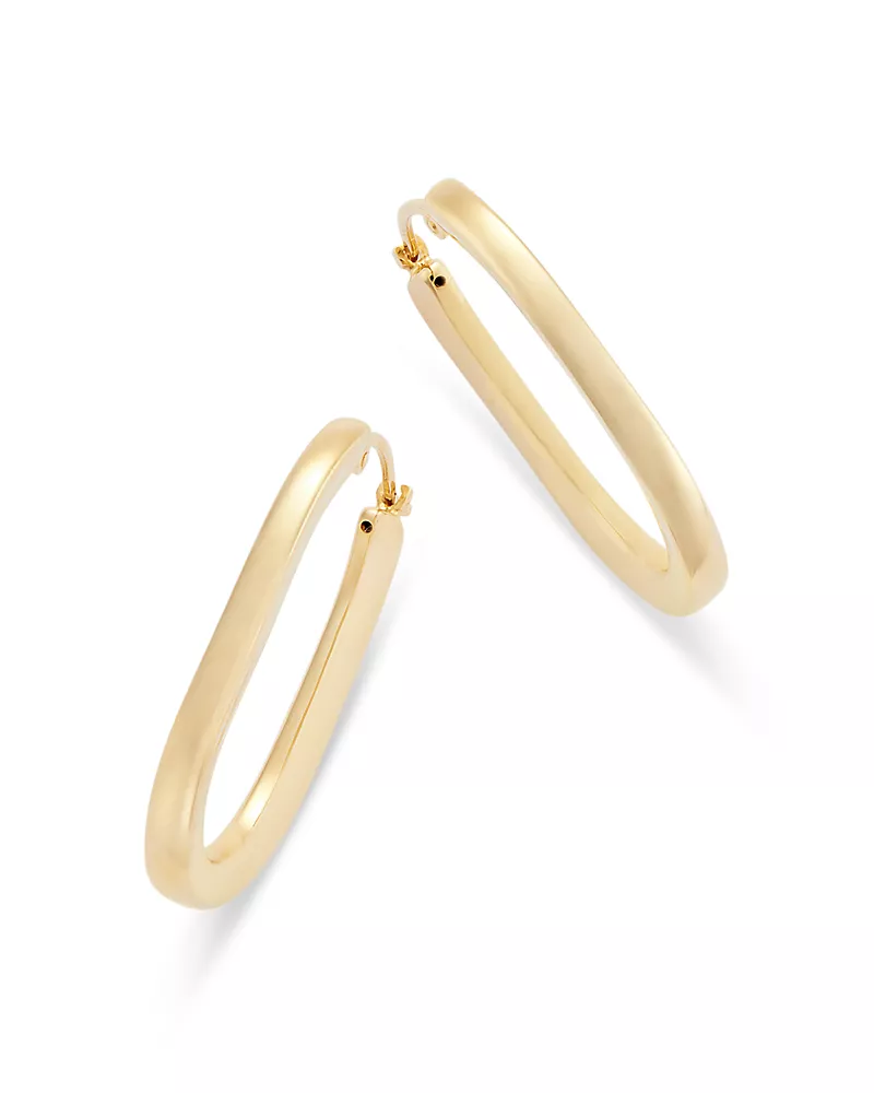 Moon & Meadow 14K Yellow Gold Flat Oval Hoop Earrings