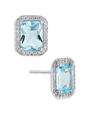 Nadri - Emerald Cut Halo Stud Earrings