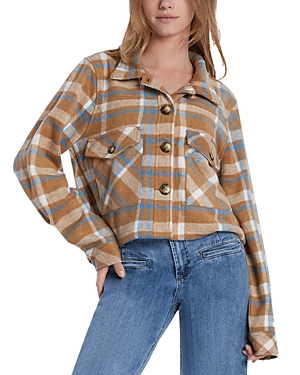 Billy T Outland Cropped Jacket In Toffee Plaid