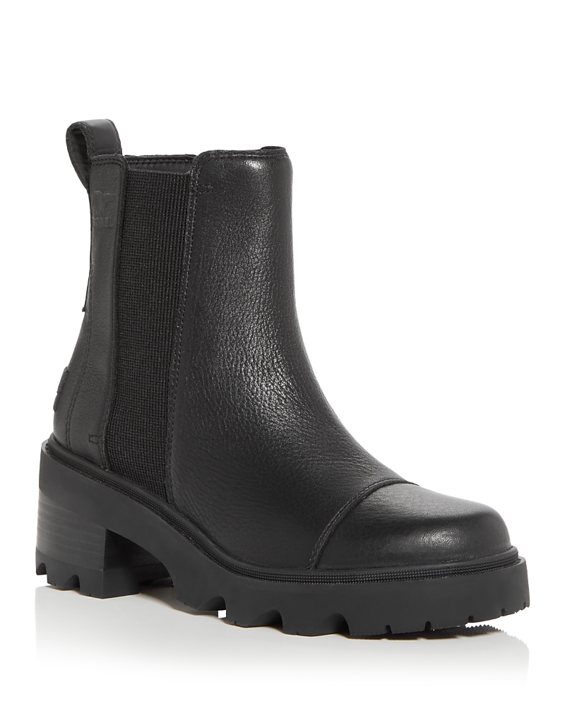Sorel Joan Now Leather Chelsea Ankle Boots In Black