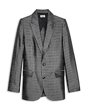 Shop Zadig & Voltaire Vegy Jacquard Wing Print Blazer In Anthracite