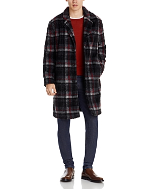 Hugo Boss Regular-fit Coat In Checked Teddy Fabric In Open Misc