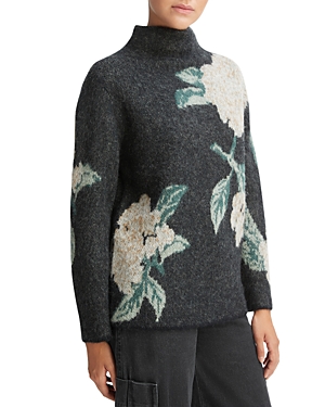 Brushed Floral Knit Pullover Sweater