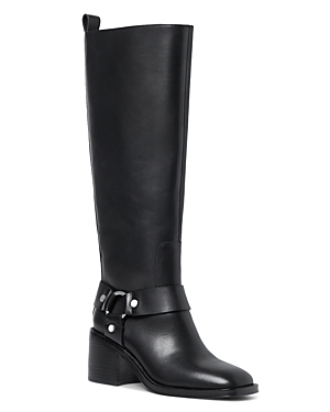 Loeffler Randall Women's Audrey Square Toe Block Heel Tall Boots In Black