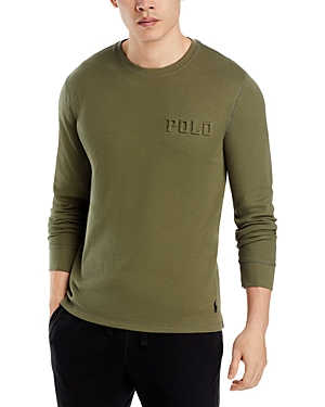 Polo Ralph Lauren Waffle Knit Long Sleeve Pajama Shirt In Green