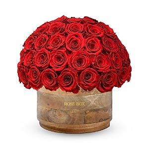 Rose Box Nyc Rustic 80 Rose Half Ball Arrangement In Red Flame