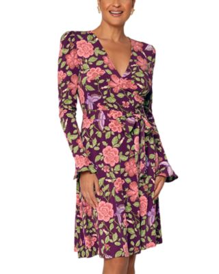 Rosalia Faux Wrap Dress In Flutter Raspberry Radiance