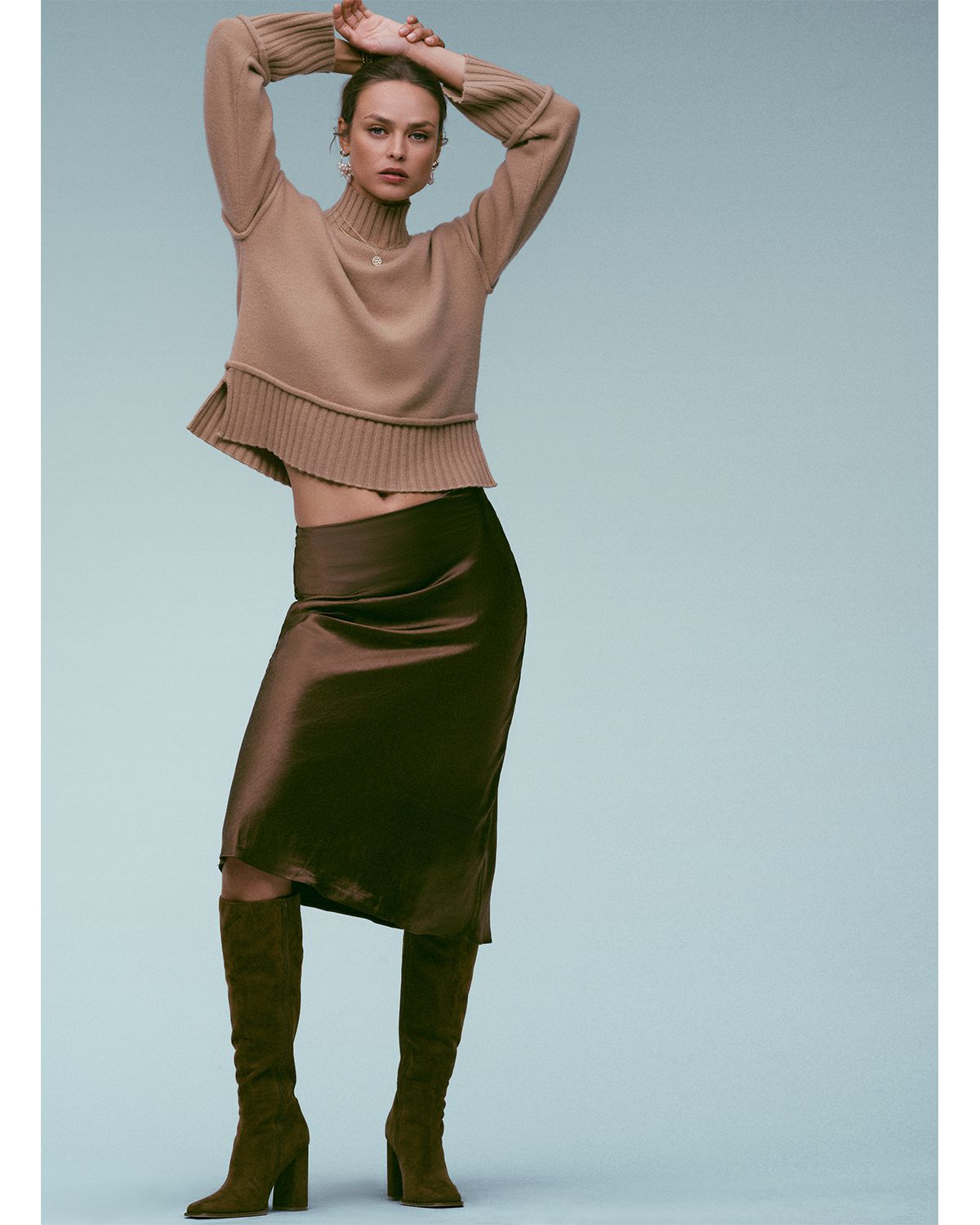 Midi Satin Slip Skirt - Exclusive thumbnail 9