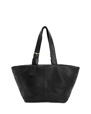 Shop Allsaints Aika Leather Tote In Black/brass